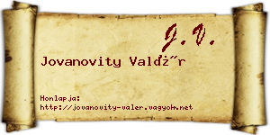 Jovanovity Valér névjegykártya